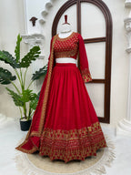 Zarisha Faux Georgette Real Mirror Embroidered Lehenga Choli with Dupatta Set