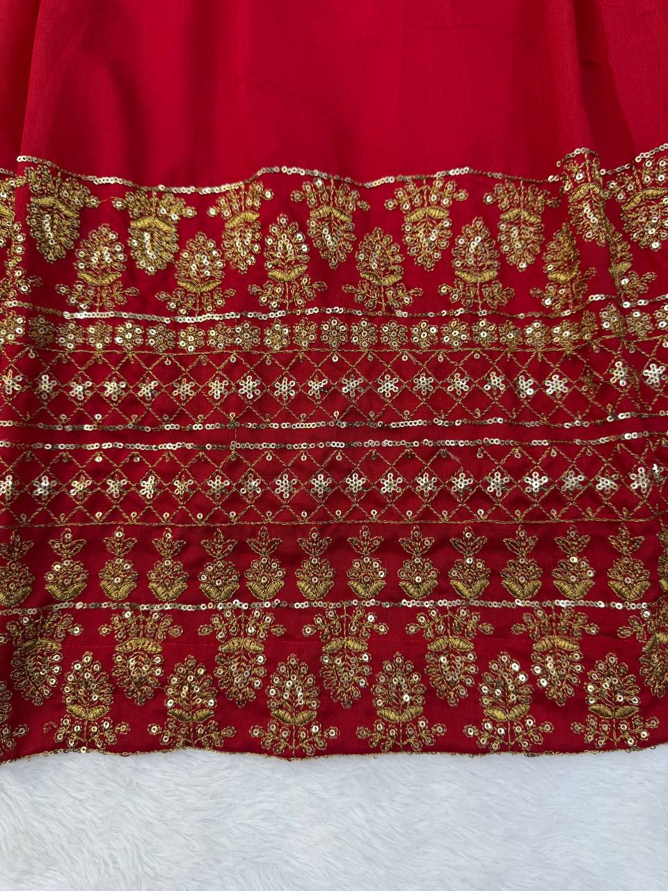 Zarisha Faux Georgette Real Mirror Embroidered Lehenga Choli with Dupatta Set