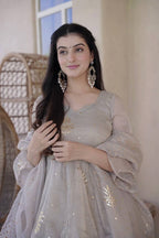 Yutika Tabby Silk Foil Work Kurti Palazzo with Dupatta Set