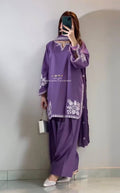 Designer Roman Cotton Farshi Salwar Suit with Embroidered Organza Dupatta
