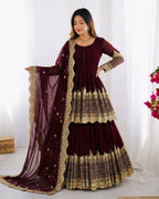 Vaishnavi Faux Georgette Sequins Embroidered Lehenga with Top & Dupatta Set