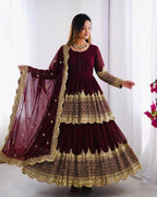 Vaishnavi Faux Georgette Sequins Embroidered Lehenga with Top & Dupatta Set