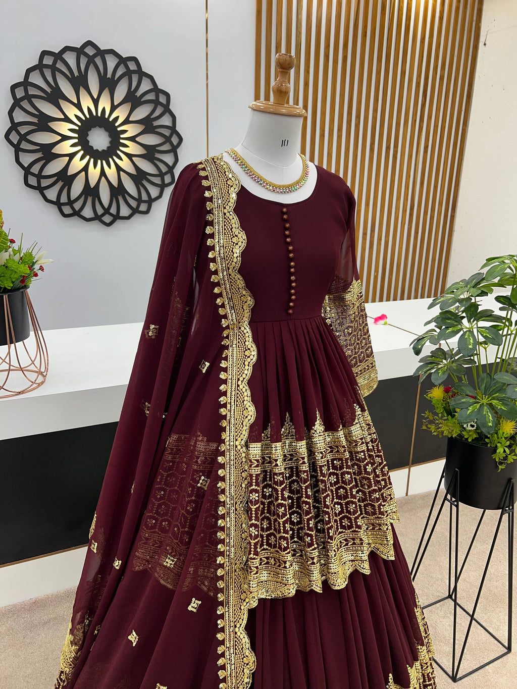 Vaishnavi Faux Georgette Sequins Embroidered Lehenga with Top & Dupatta Set