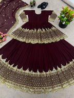 Vaishnavi Faux Georgette Sequins Embroidered Lehenga with Top & Dupatta Set