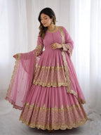 Vaishnavi Faux Georgette Sequins Embroidered Lehenga with Top & Dupatta Set