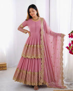 Vaishnavi Faux Georgette Sequins Embroidered Lehenga with Top & Dupatta Set