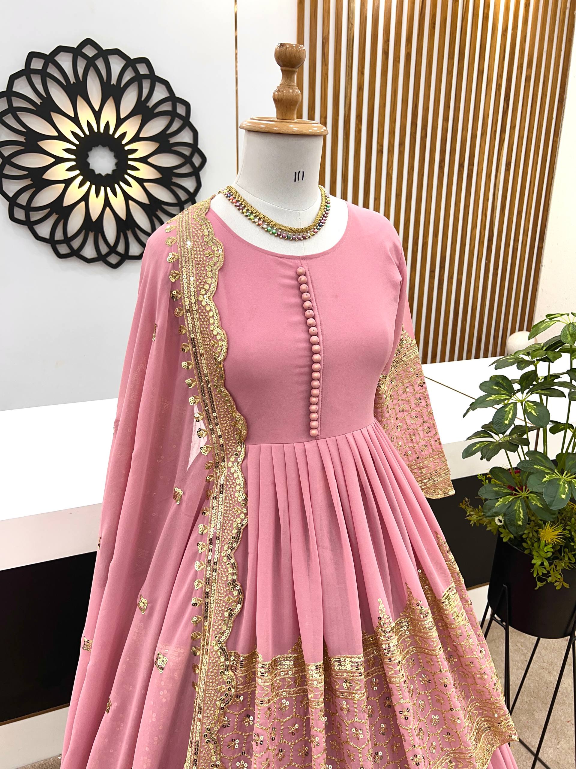 Vaishnavi Faux Georgette Sequins Embroidered Lehenga with Top & Dupatta Set