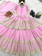 Vaishnavi Faux Georgette Sequins Embroidered Lehenga with Top & Dupatta Set
