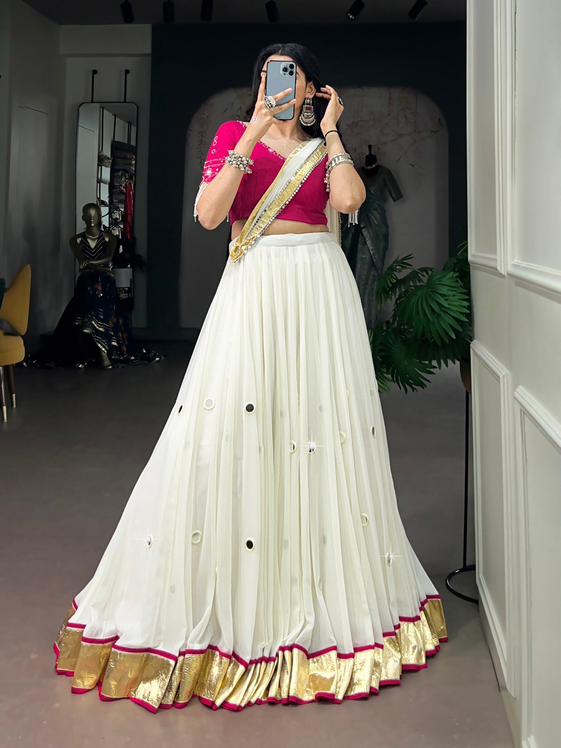 Chandrima Mirror Work Navratri Lehenga Choli with Dupatta Set