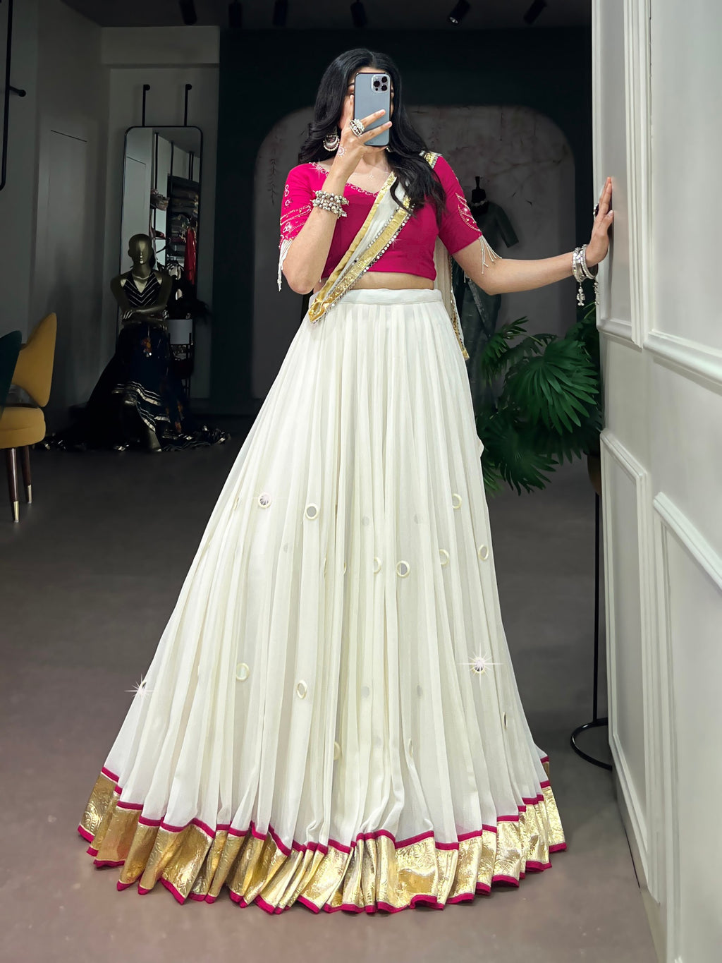 Chandrima Mirror Work Navratri Lehenga Choli with Dupatta Set
