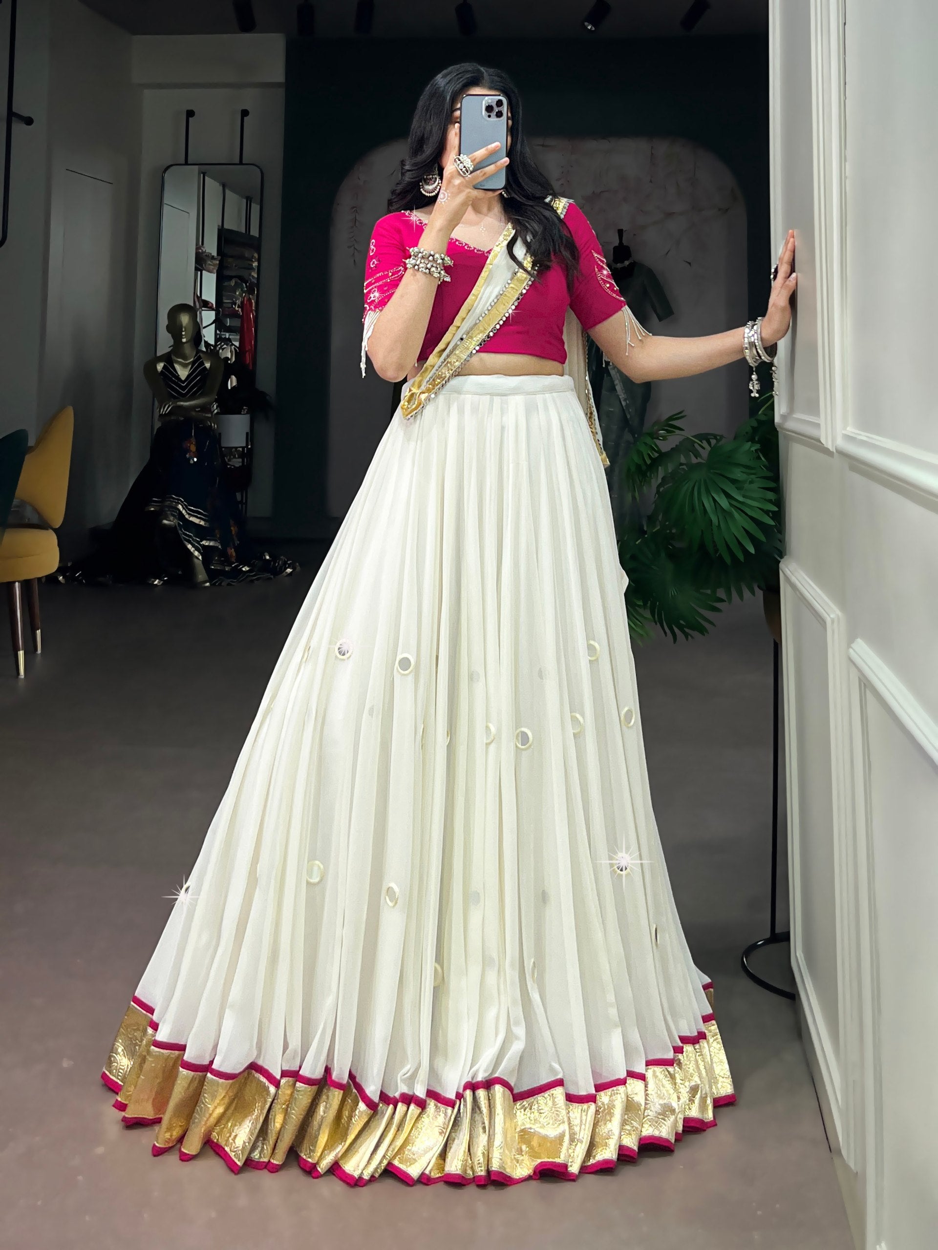 Chandrima Mirror Work Navratri Lehenga Choli with Dupatta Set