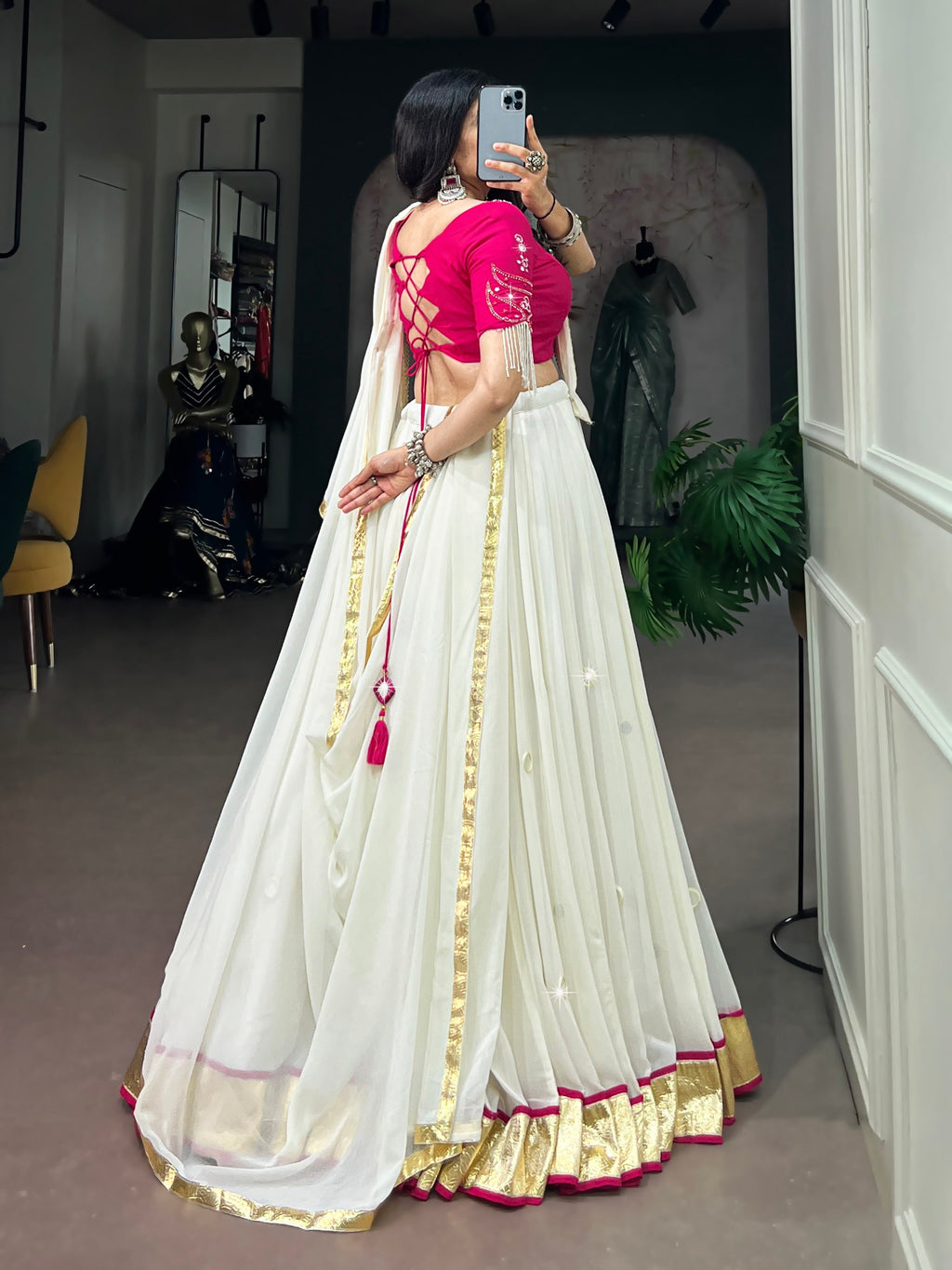 Chandrima Mirror Work Navratri Lehenga Choli with Dupatta Set