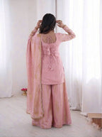 Pure Fendy Silk Palazzo Set with Heavy Embroidery Sequence Work