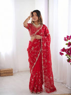 Aarzoo Fendy Silk Saree with Heavy Beadwork and Sequin Embellishments