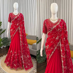Aarzoo Fendy Silk Saree with Heavy Beadwork and Sequin Embellishments