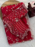 Aarzoo Fendy Silk Saree with Heavy Beadwork and Sequin Embellishments