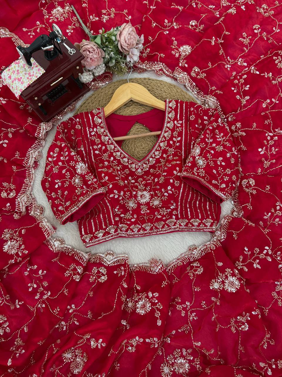 Aarzoo Fendy Silk Saree with Heavy Beadwork and Sequin Embellishments