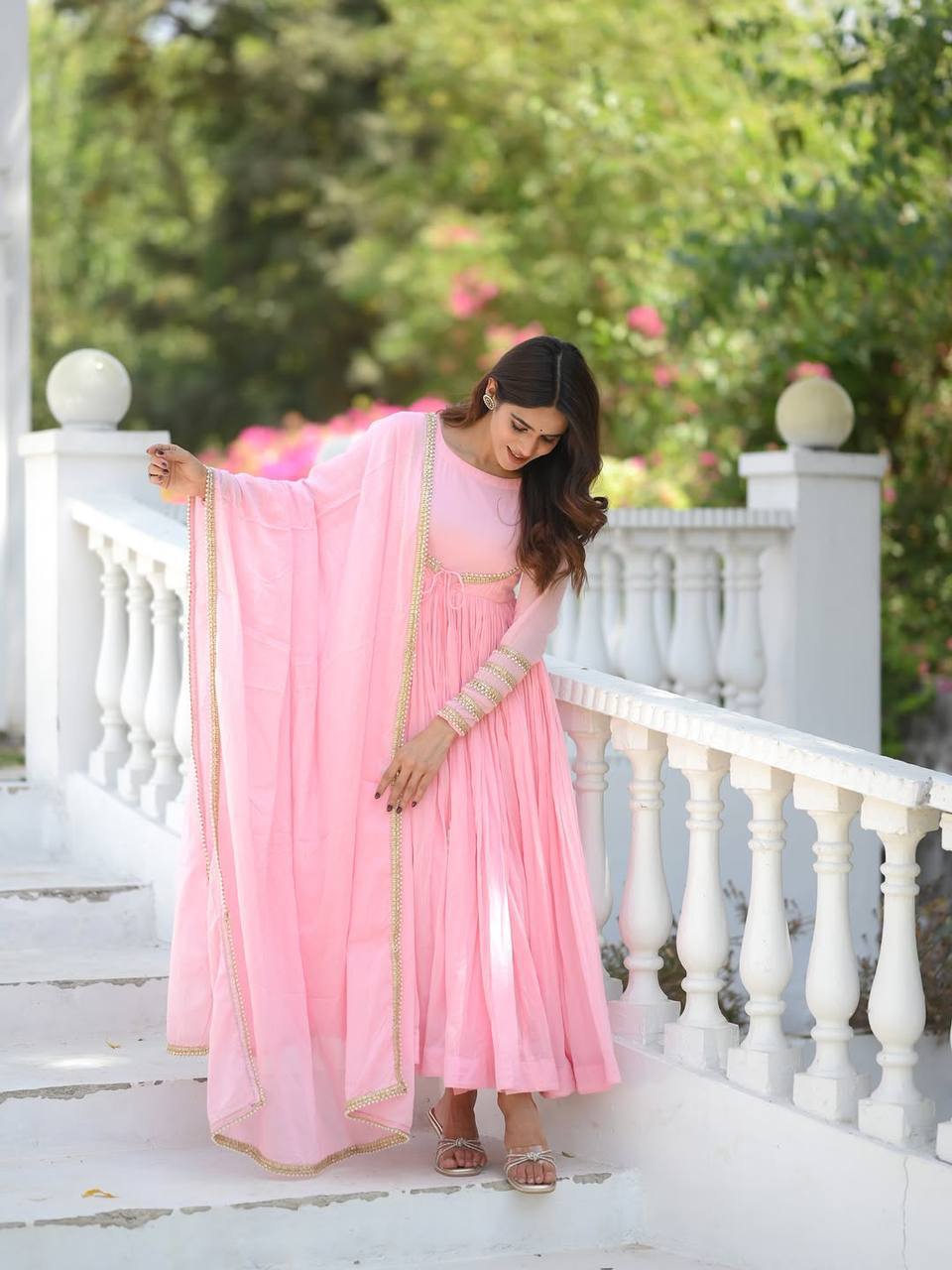 Varnika NC Vichitra Silk Anarkali with Pant & Fancy Dupatta Set