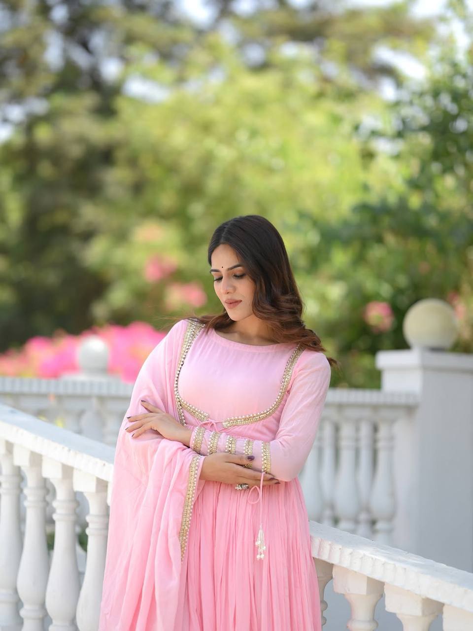 Varnika NC Vichitra Silk Anarkali with Pant & Fancy Dupatta Set
