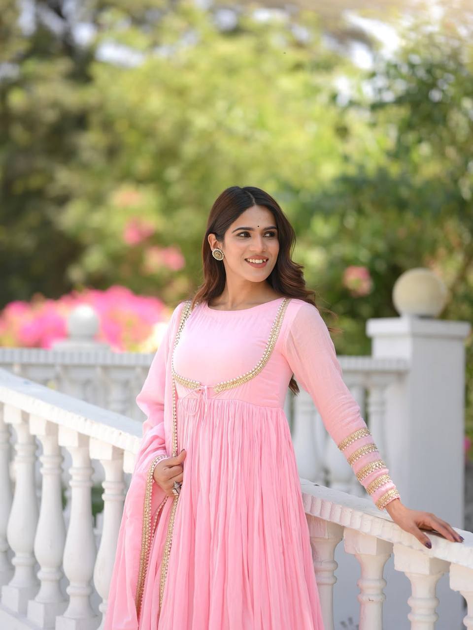 Varnika NC Vichitra Silk Anarkali with Pant & Fancy Dupatta Set