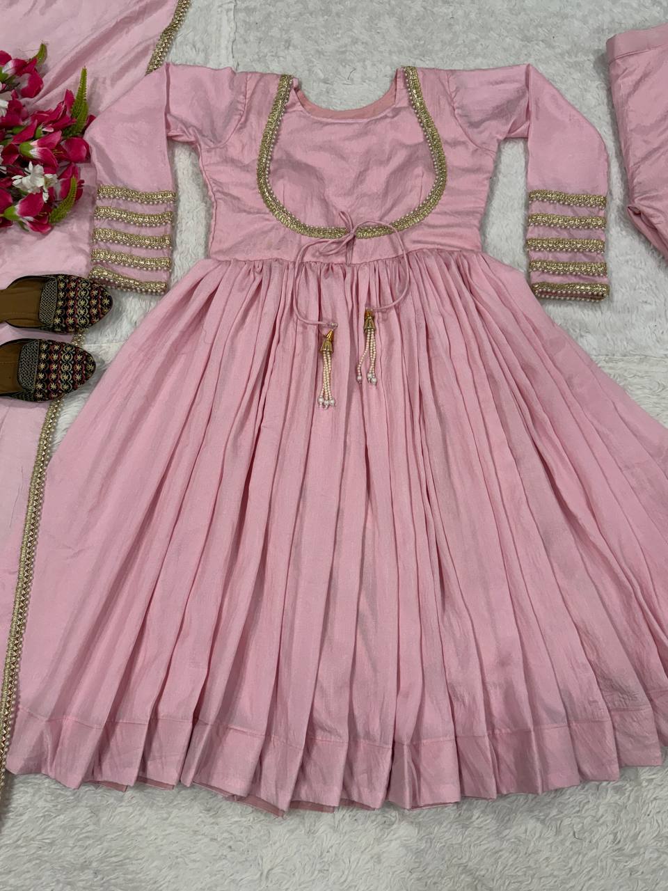 Varnika NC Vichitra Silk Anarkali with Pant & Fancy Dupatta Set