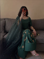 Aarvika Aada Slab Silk Sequins Embroidered Top with Farshi Salwar & Rangoli Silk Dupatta