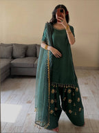 Aarvika Aada Slab Silk Sequins Embroidered Top with Farshi Salwar & Rangoli Silk Dupatta