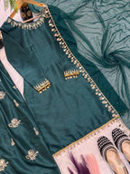 Aarvika Aada Slab Silk Sequins Embroidered Top with Farshi Salwar & Rangoli Silk Dupatta