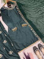 Aarvika Aada Slab Silk Sequins Embroidered Top with Farshi Salwar & Rangoli Silk Dupatta