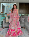 Designer Butterfly Net Gown with Thread & Sequin Embroidery Work