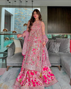 Designer Butterfly Net Gown with Thread & Sequin Embroidery Work