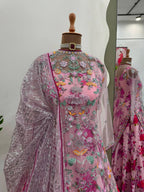 Designer Butterfly Net Gown with Thread & Sequin Embroidery Work