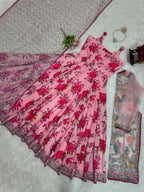 Designer Butterfly Net Gown with Thread & Sequin Embroidery Work