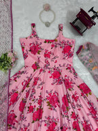 Designer Butterfly Net Gown with Thread & Sequin Embroidery Work