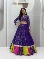 Myra Faux Georgette Embroidered Lehenga Choli with Mirror Lace & Dupatta Set