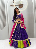 Myra Faux Georgette Embroidered Lehenga Choli with Mirror Lace & Dupatta Set