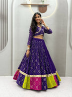 Myra Faux Georgette Embroidered Lehenga Choli with Mirror Lace & Dupatta Set