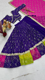 Myra Faux Georgette Embroidered Lehenga Choli with Mirror Lace & Dupatta Set