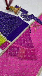 Myra Faux Georgette Embroidered Lehenga Choli with Mirror Lace & Dupatta Set