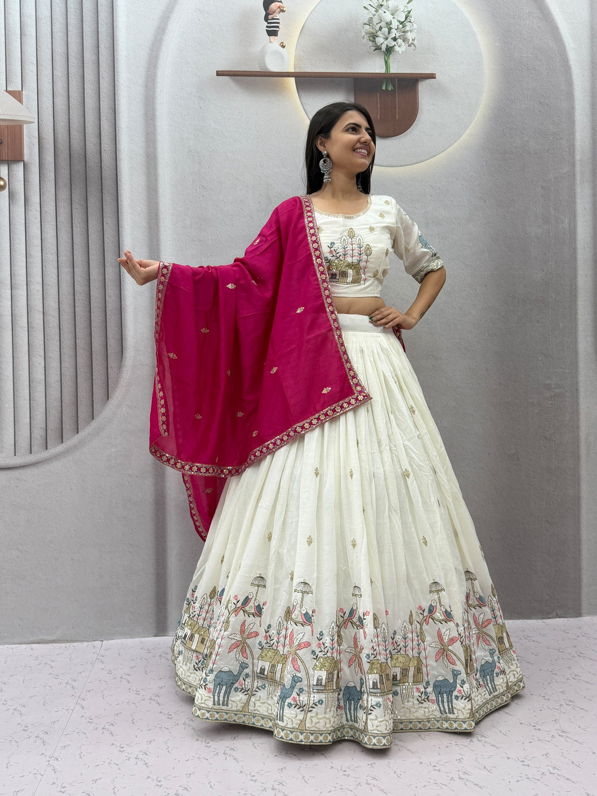 Ruhanika Vichitra Silk Heavy Embroidered Lehenga Choli with Sequin Work and Matching Dupatta