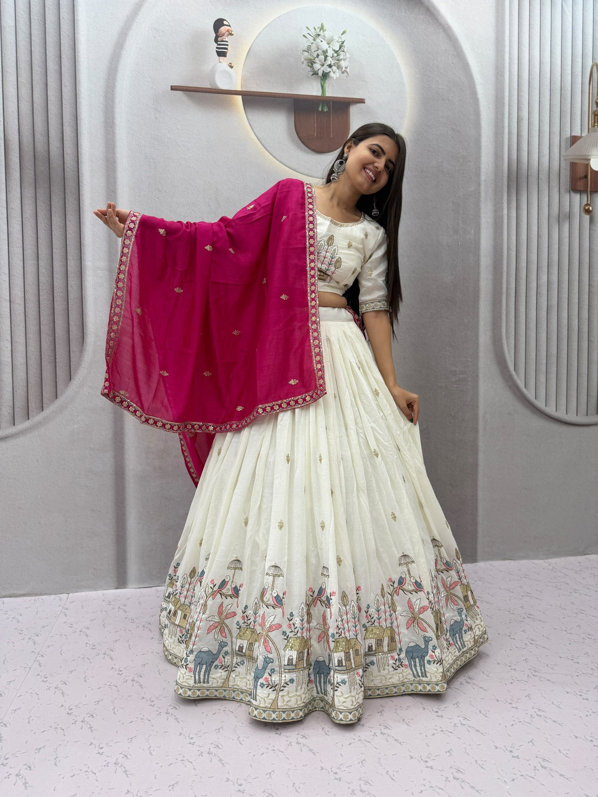 Ruhanika Vichitra Silk Heavy Embroidered Lehenga Choli with Sequin Work and Matching Dupatta