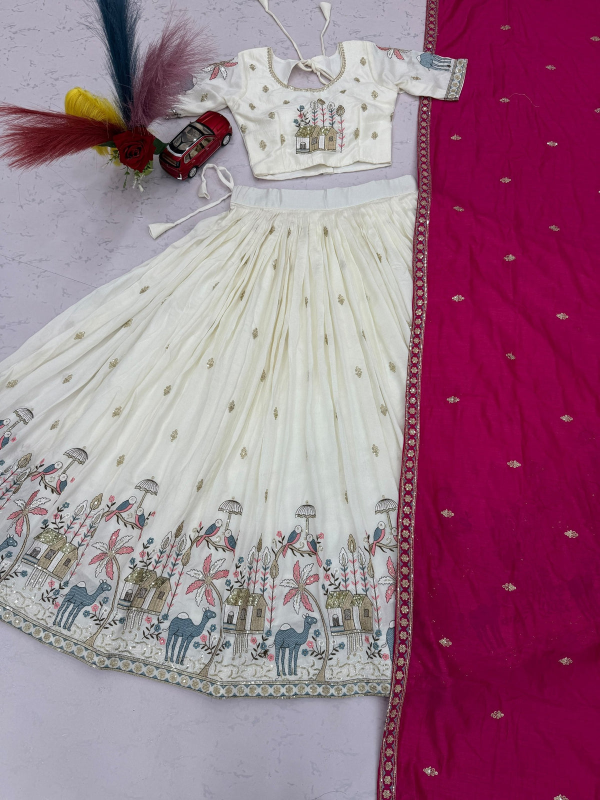 Ruhanika Vichitra Silk Heavy Embroidered Lehenga Choli with Sequin Work and Matching Dupatta