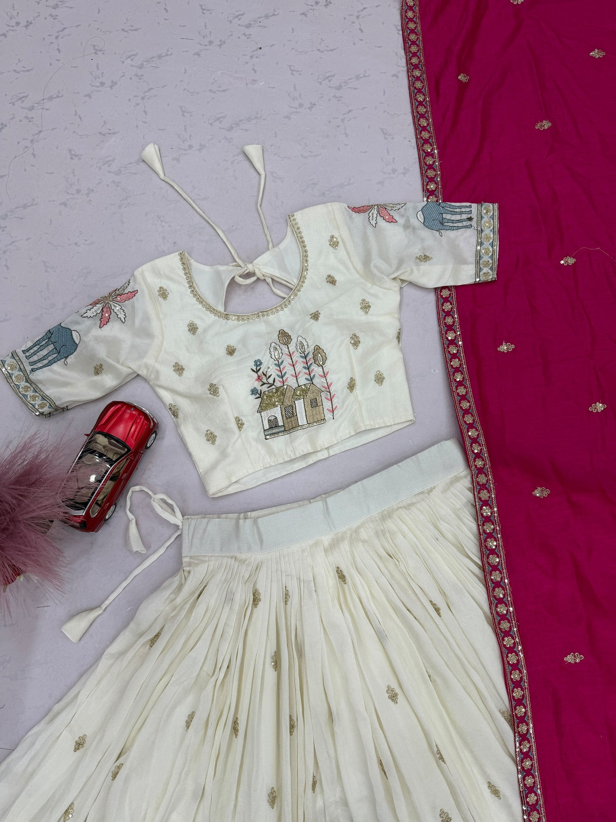 Ruhanika Vichitra Silk Heavy Embroidered Lehenga Choli with Sequin Work and Matching Dupatta