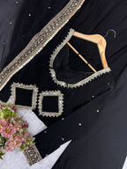 Kashvika Black Georgette Sequins Embroidered Gown with Pant & Dupatta Set