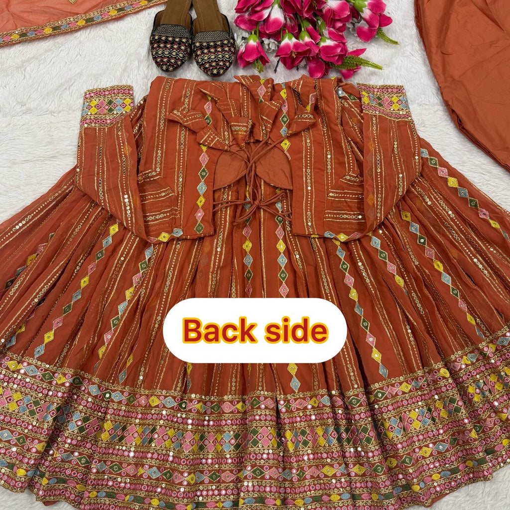 Aarohi Faux Blooming Georgette Sequins Embroidered Anarkali with Pant & Dupatta Set