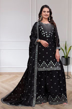 Vaanika Fendy Silk Zilmil Sequins Embroidered Sharara Suit with Dupatta