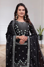 Vaanika Fendy Silk Zilmil Sequins Embroidered Sharara Suit with Dupatta