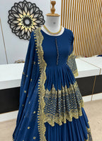 Vaishnavi Faux Georgette Sequins Embroidered Lehenga with Top & Dupatta Set
