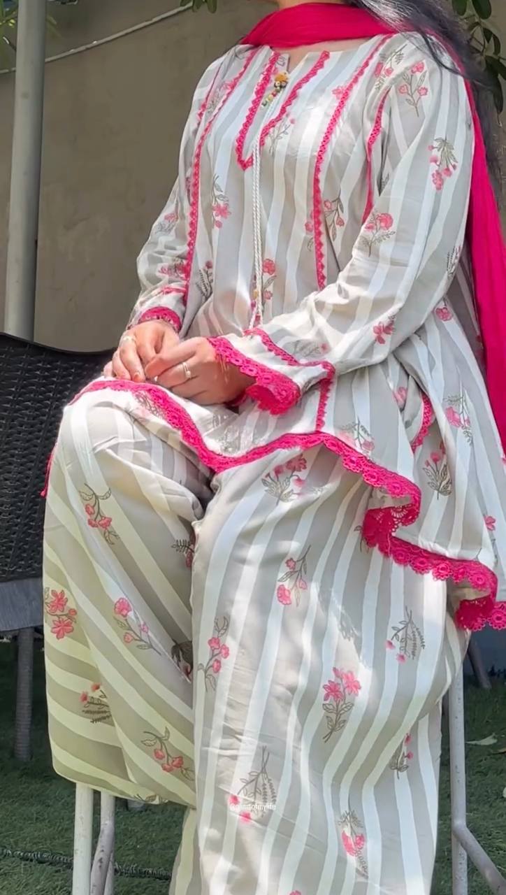 Aarna Pure Natural Crepe Digital Print Farshi Pant with Dupatta Set