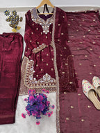 Zarmina Fendy Heavy Sequins Embroidered Farshi Plazzo Set with Dupatta